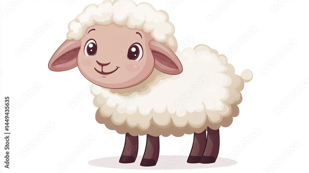 Cute Baby Sheep Animal Cartoon Character. Vector Illustration Flat Design Isolated On white Background Cute Baby Sheep Animal Cartoon Character. Vector Illustration Flat Design Isolated On white Background