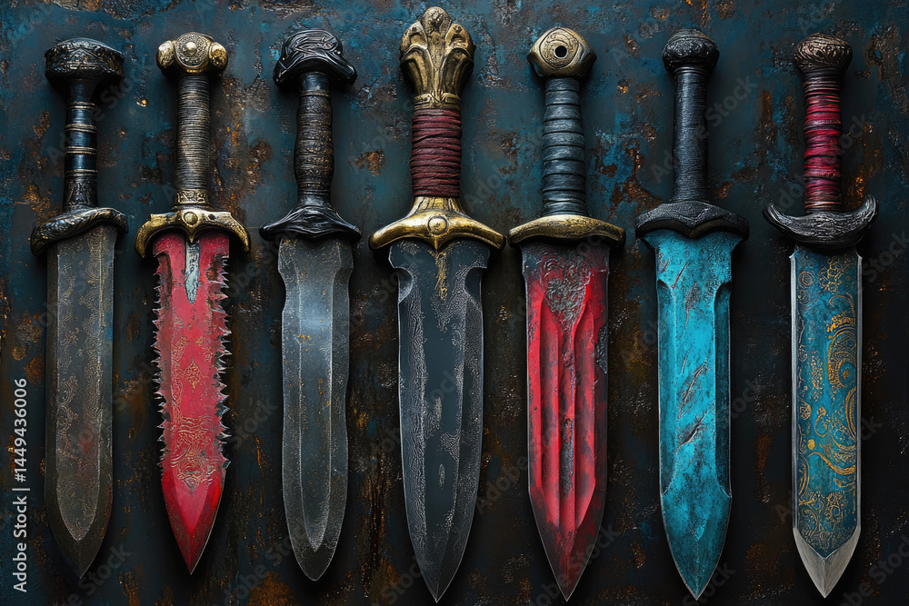 Artistic Representation of Knives, Daggers, and Swords