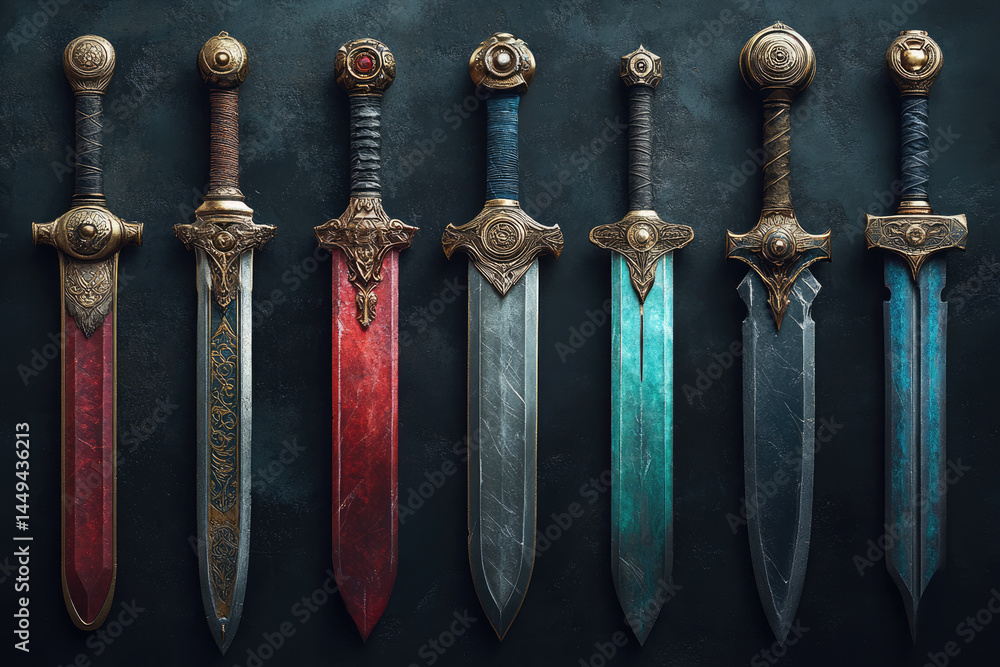 Collection of Different Types of Swords and Knives
