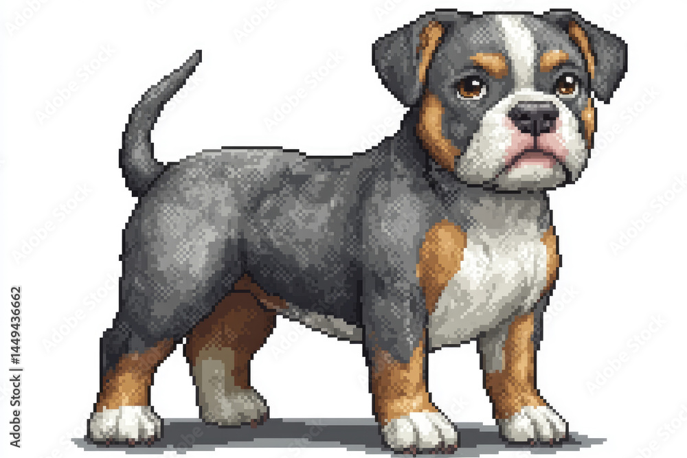 Retro 8-Bit Dog Sprite with Thick Black Outlines