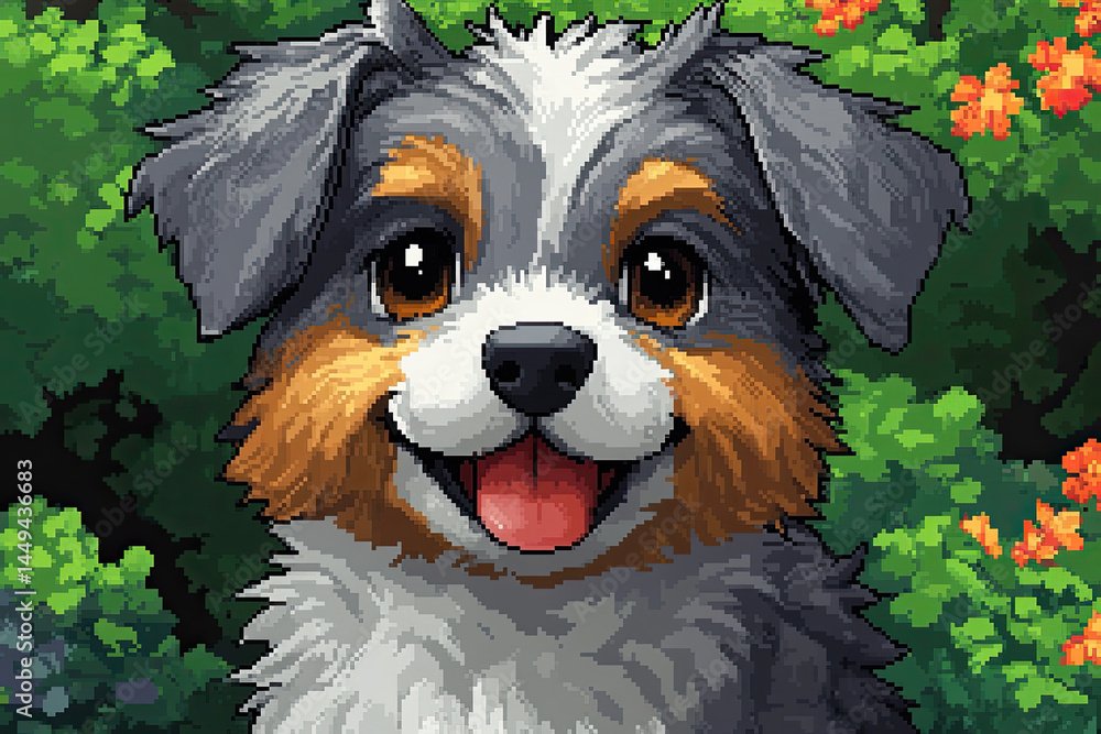 Gray and White Pixel Dog Character for Game UI