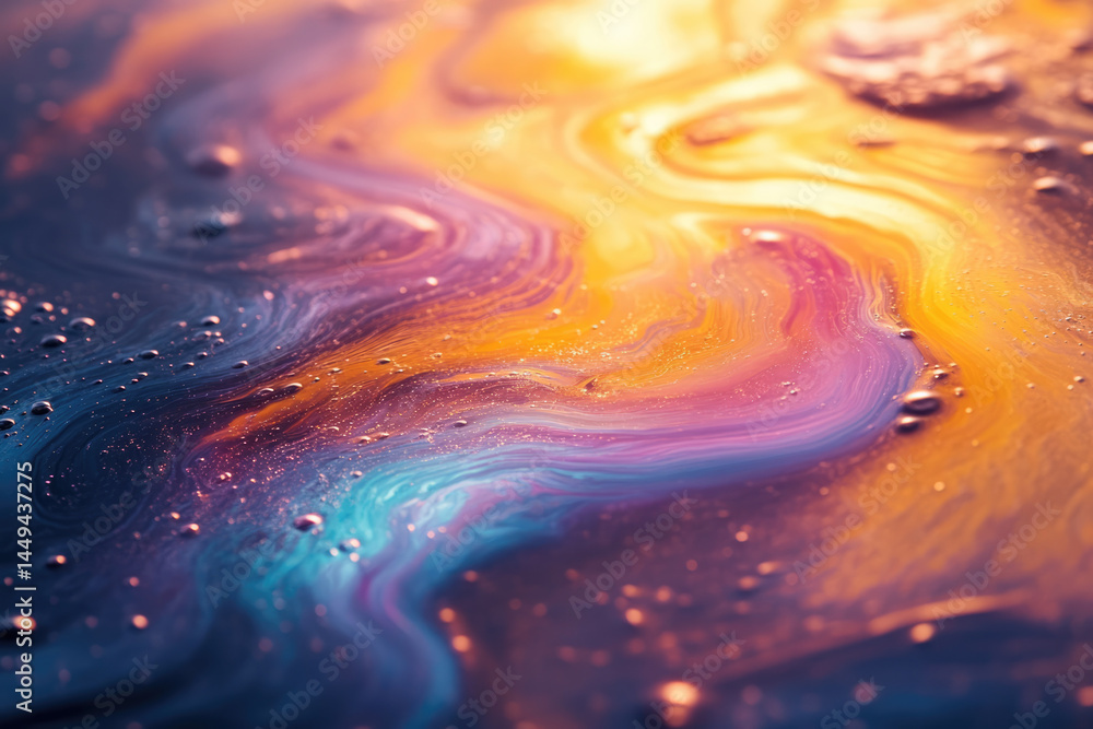 Macro Image of Soap Bubble Surface in Iridescent Light