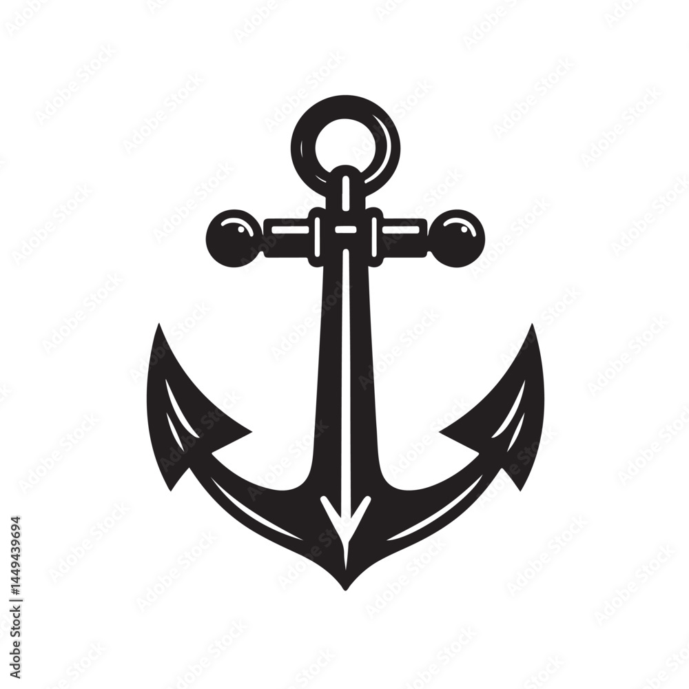 Classic Anchor Silhouette in Solid Black Vector Format Classic Anchor Silhouette in Solid Black Vector Format
