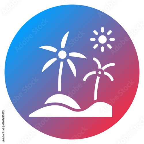 Oasis Palm Grove Vector Icon