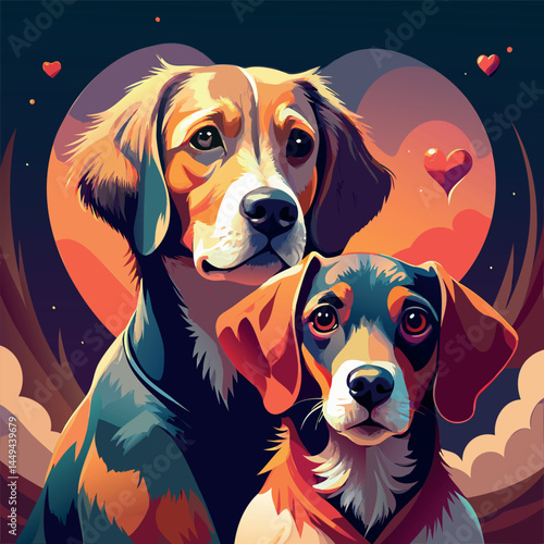 Two Happy Dogs Showing Their Love