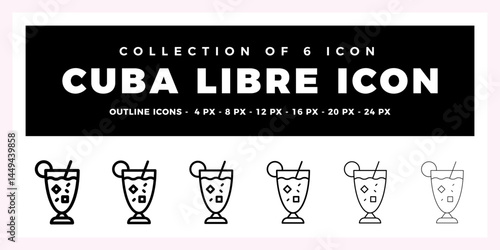 Cuba Libre Icon Collection. 6 Outline Icons