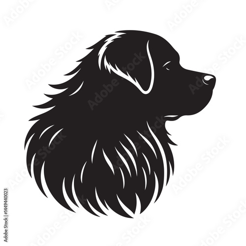 Dog Standing Silhouette, Simple Side View Black Vector