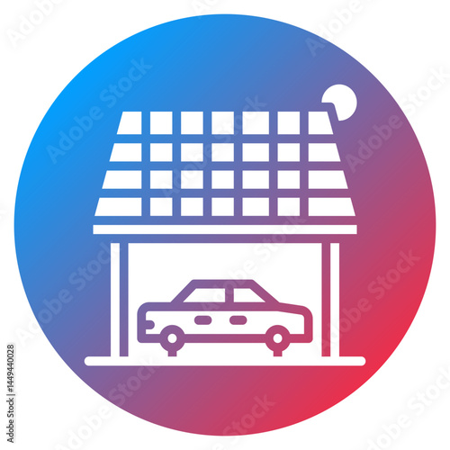 Green Energy Carport Vector Icon