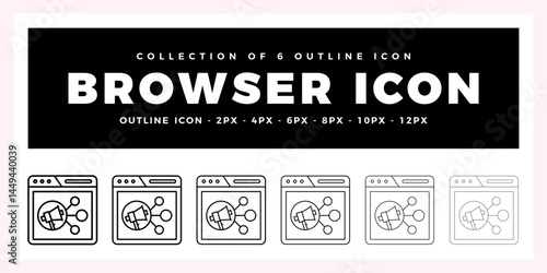 Pack of 6 Outline Vector browser icon