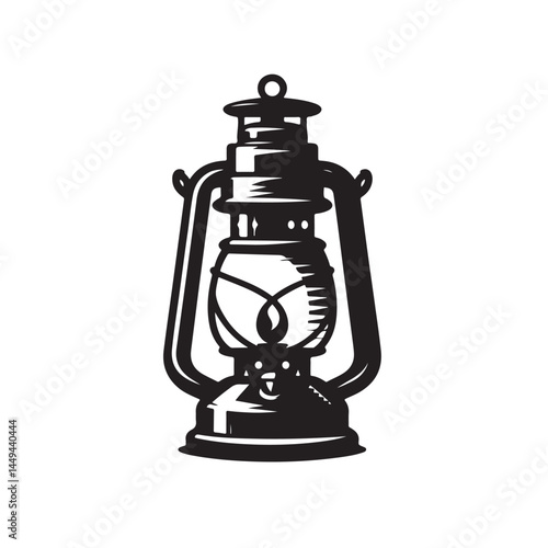 Lantern Silhouette in Flat Vector Style, Clean Black Design