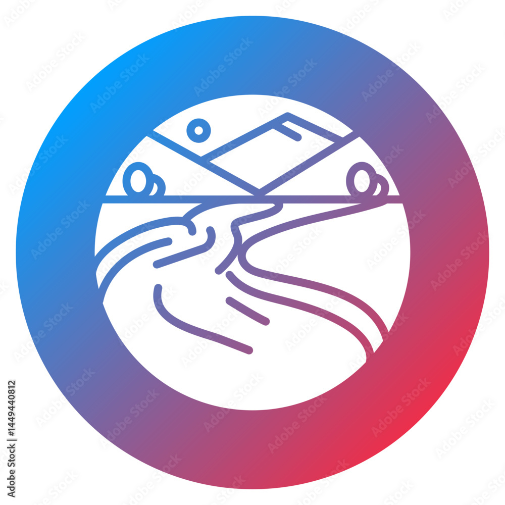 Valley with River Bend Vector Icon Valley with River Bend Vector Icon