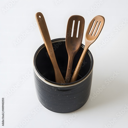 Kitchen Utensils in a Ceramic Holder: Cooking Essentials