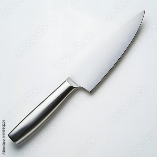 Sharp Reflection: A Stainless Steel Chef's Knife