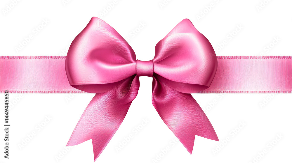 Elegant shiny pink ribbon with a tied bow, cut out transparent Elegant shiny pink ribbon with a tied bow, cut out transparent