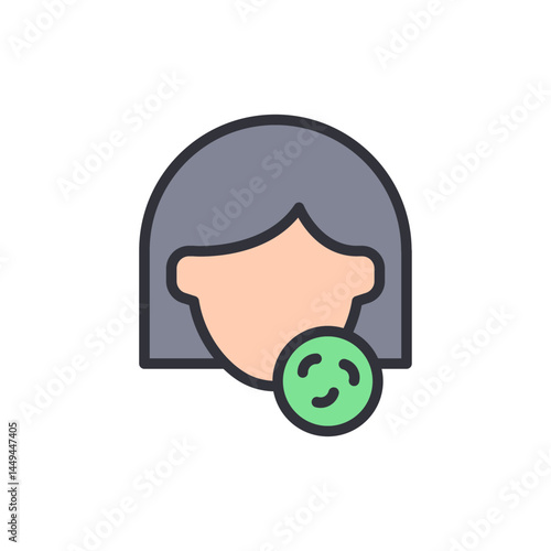 Face bacteria colored icons, minimalist vector illustration ,simple transparent graphic element .Isolated on white background