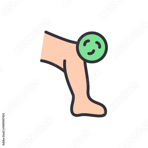 Leg bacteria colored icons, minimalist vector illustration ,simple transparent graphic element .Isolated on white background