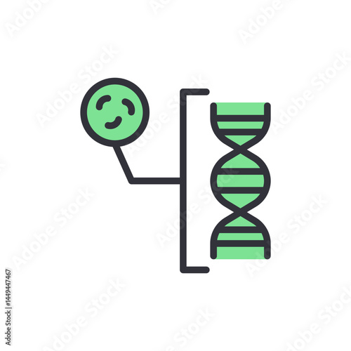 DNA colored icons, minimalist vector illustration ,simple transparent graphic element .Isolated on white background