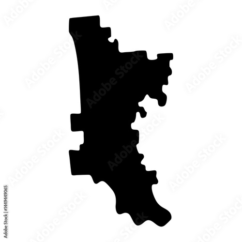 Abstract Silhouette of an Irregularly Shaped Land Mass or Geographical Area