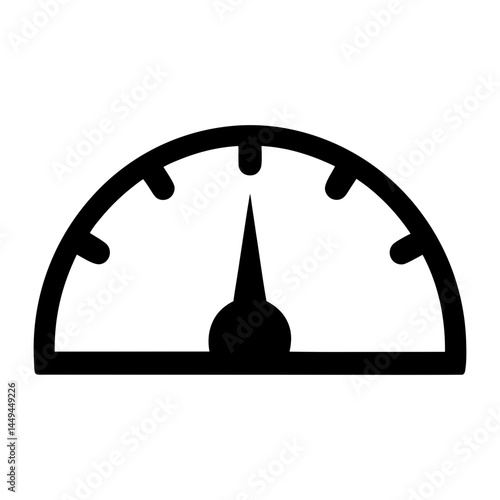 An icon of a speedometer with the needle indicating a moderate level
