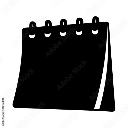 Simple minimalist illustration of a desktop flip calendar in black silhouette