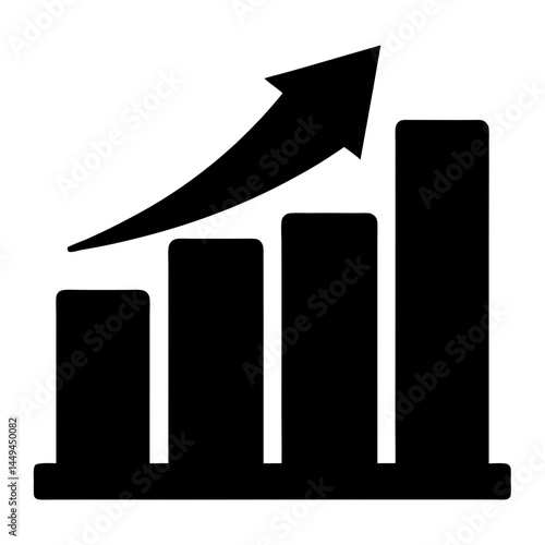 Hand drawn style financial growth chart with increasing bar graph