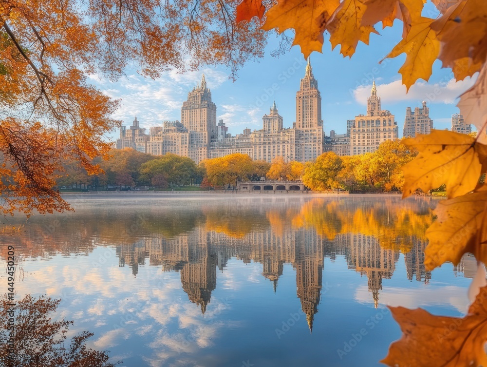 Fototapeta premium Autumnal Central Park Reflection