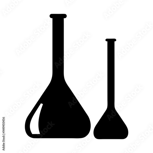 Stylized chemical flasks illustration showcasing different sizes and shapes for scientific experiments