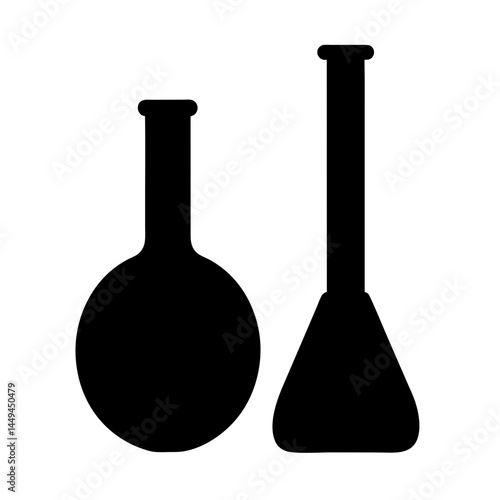 Silhouette of two flasks used in laboratory experiment or science class