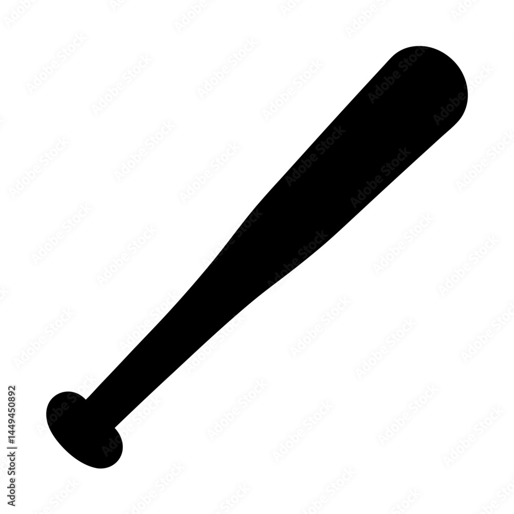 Black silhouette of a baseball bat on a white isolated background Black silhouette of a baseball bat on a white isolated background