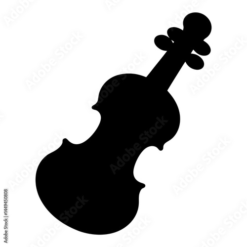 A striking silhouette of a violin against a stark white background design