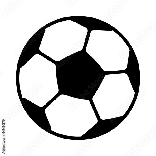 Monochrome soccer ball illustration with pentagonal pattern for sports and recreation