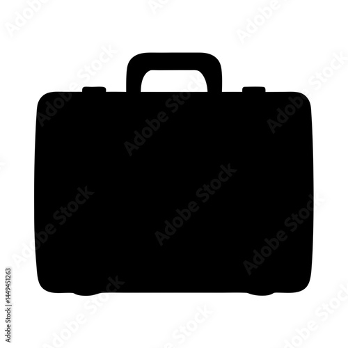 Isolated black silhouette image of a briefcase or carrying case illustration