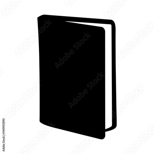 Black silhouette book standing up with the first page partially open