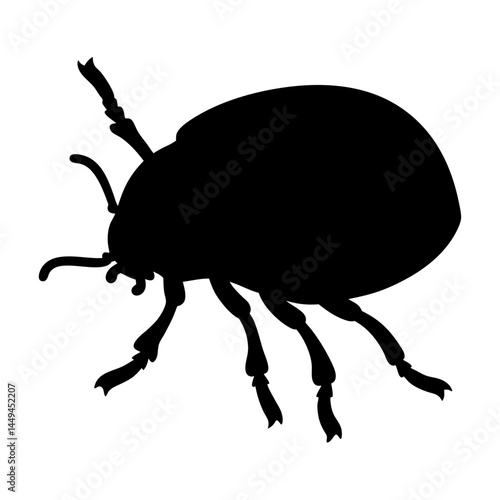Silhouette of a beetle or similar insect on a white background