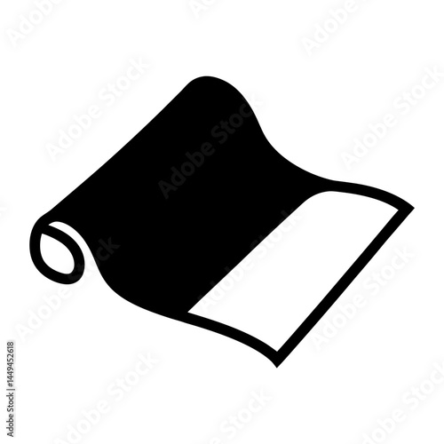 Rolled up paper or material with partial black fill and solid outline