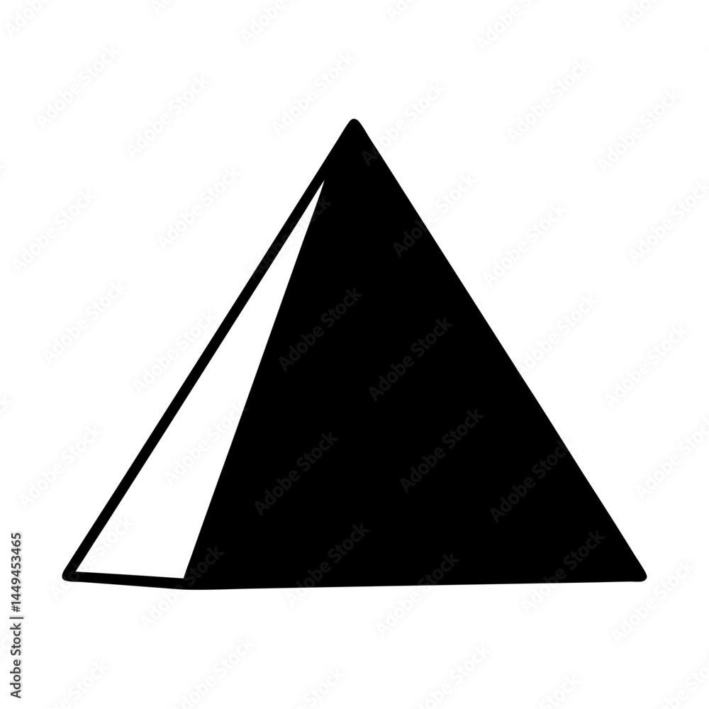 Simple black pyramid graphic shape with outlined segment on white background Simple black pyramid graphic shape with outlined segment on white background