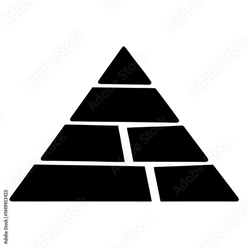 Abstract black and white pyramid structure representing a hierarchical organization diagram