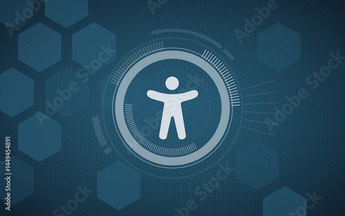 Quadro su tela Accessibility header graphic with icon on wall background in blue