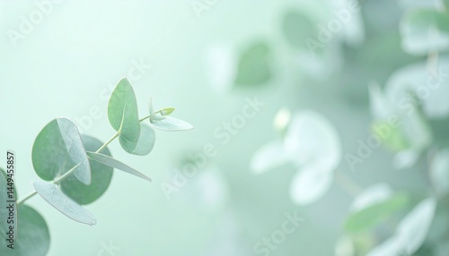  Blurred Eucalyptus Leaves – Soft Pastel Green Background 