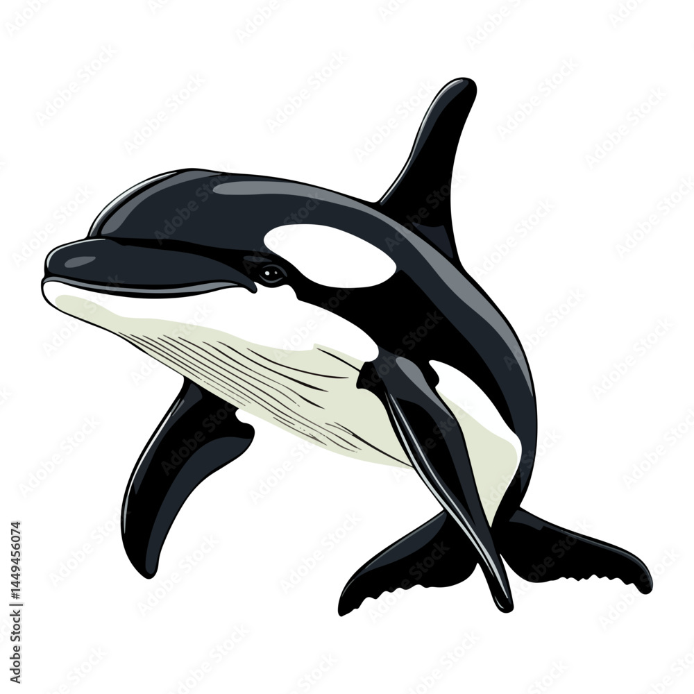 Fototapeta premium killer whale, marine life, animal, vector, transparent background