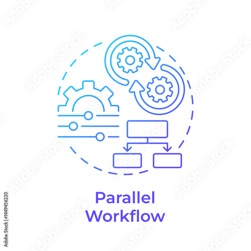 Parallel workflow blue gradient concept icon. Process management. Efficiency, productivity. Round shape line illustration. Abstract idea. Graphic design. Easy to use in advertising, marketing