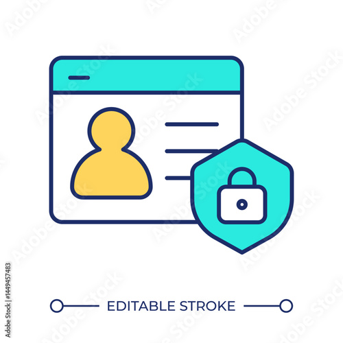 Personal data line color icon. User account with closed access. Protecting confidentiality online. Social network. Isolated vector illustration. Flat colorful symbol design. Editable stroke