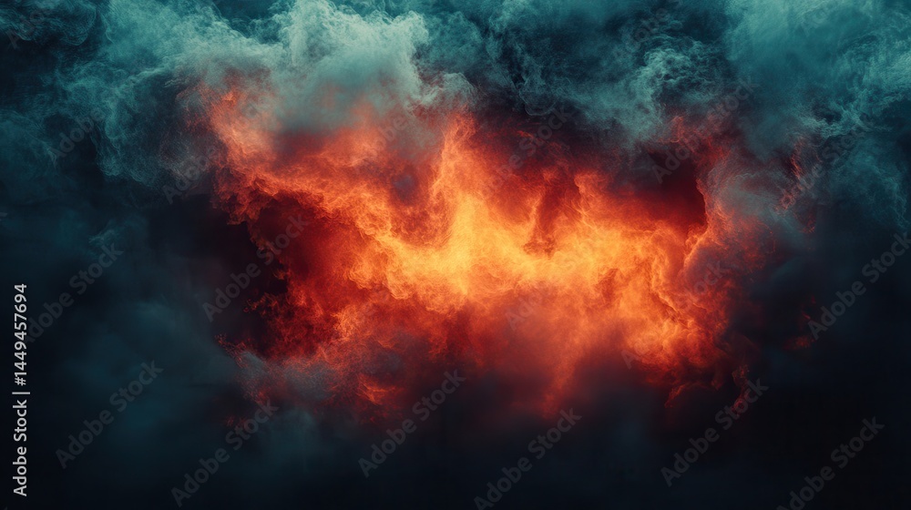 Dramatic clash of fiery orange and dark clouds Dramatic clash of fiery orange and dark clouds