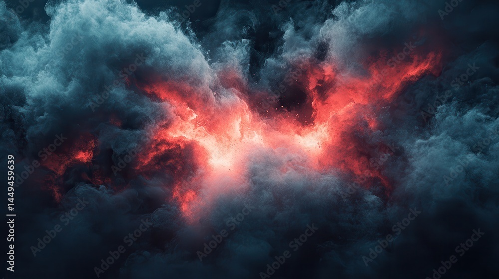 Fototapeta premium Dramatic storm clouds, fiery core