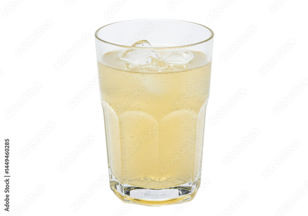 Chilled fizzy beverage with ice cubes in a glass isolated Chilled fizzy beverage with ice cubes in a glass isolated