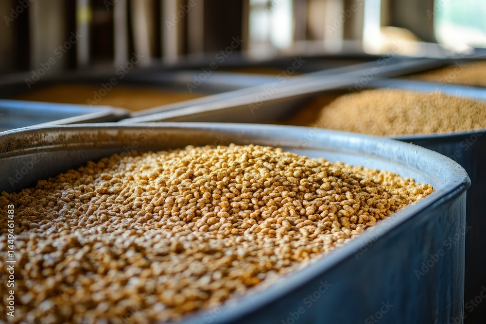 granulated livestock feed in feeders granulated livestock feed in feeders