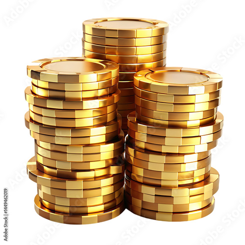 Stacks of Gold Casino Chips
