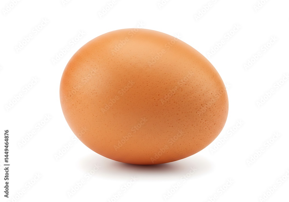 A single brown egg is displayed against a plain white background in a studio setting for food photography A single brown egg is displayed against a plain white background in a studio setting for food photography