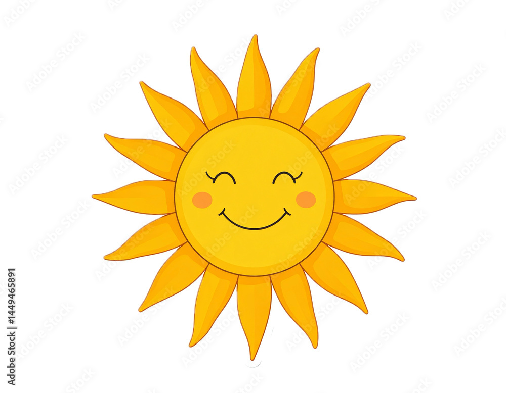 Cute sun with smile for sticker. Design element. Cute sun with smile for sticker. Design element.