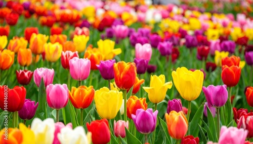 Vibrant Tulip Garden - Colorful Spring Flower Background
